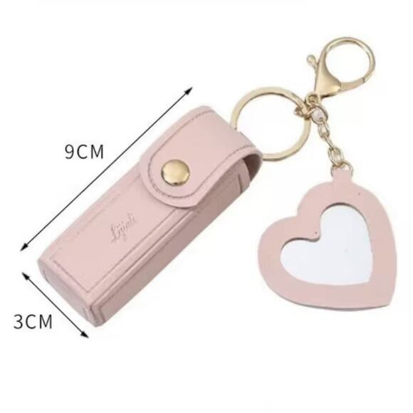 Leather Lipstick Keychain Holder | Travel Lip Balm Case | Compact Stylish | Red - Picture 5 of 15